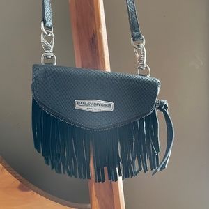 Harley-Davidson® Python Fringe Hip Bag w/ Detachable Strap BLACK